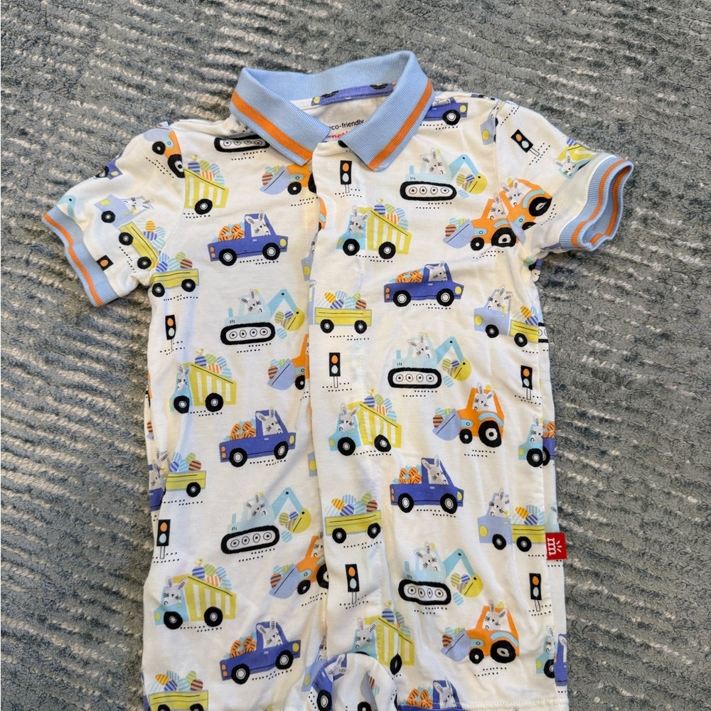 Magnetic Me Colorful Vehicle Print Baby Romper